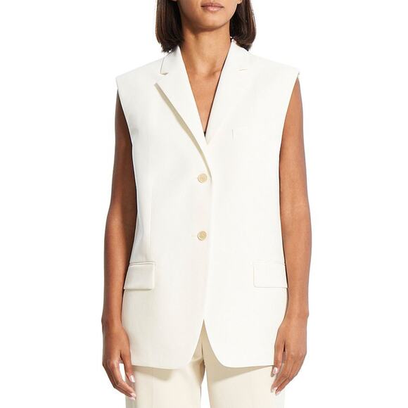 NWT Theory Boxy Oversized Vest Ivory High Twist Twill Medium Large - Picture 12 of 12